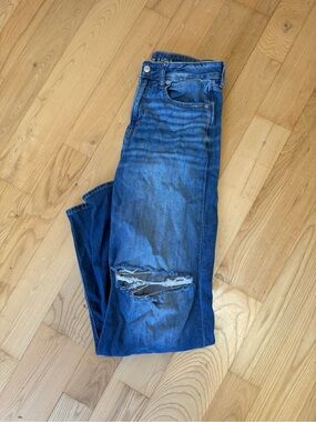 American Eagle Outfitters Distressed Blue Wide Leg Jeans
